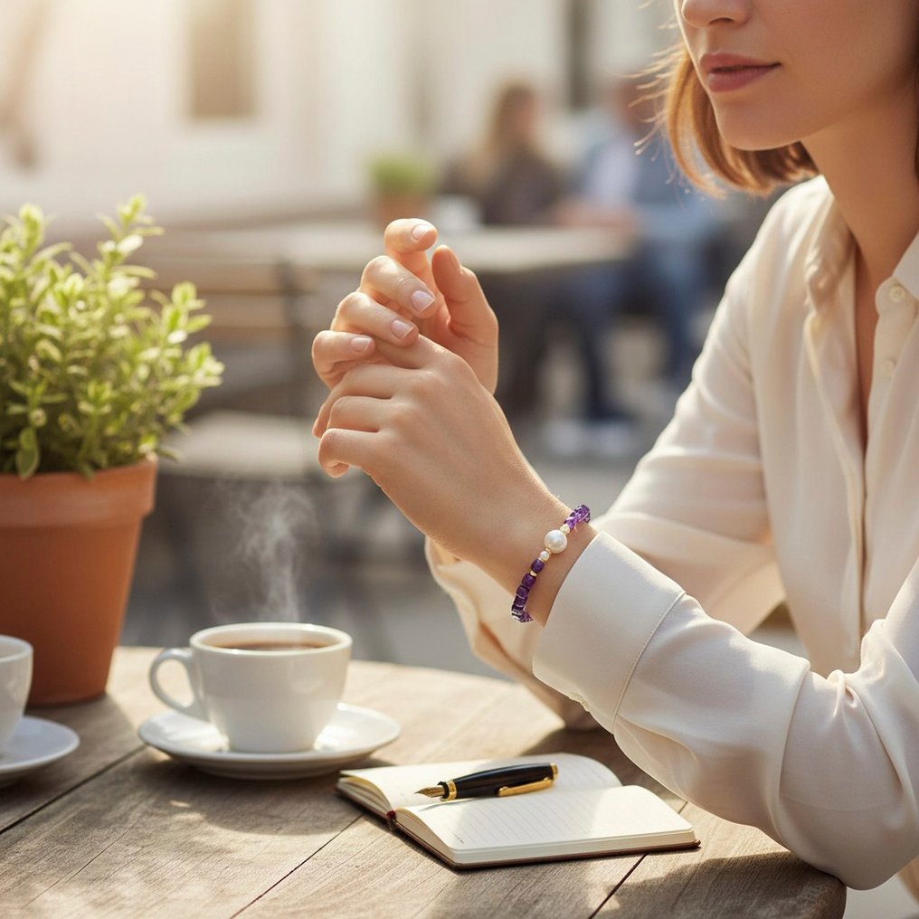 沒有保留價 - 手鈪 - 18 克拉 黃金 珍珠 - 紫水晶 #2.1