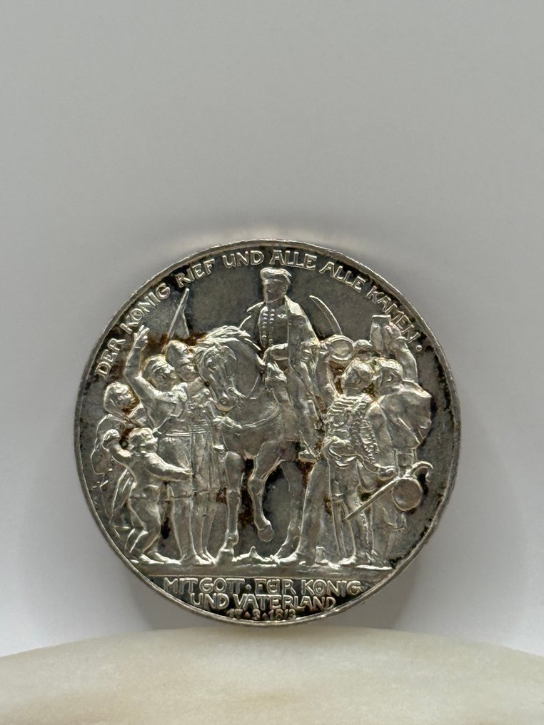 Allemagne, Empire Wilhelm II. 3 Mark 1913 / 100th Anniversary of the Prussians entering the war against Napoleon (Sans prix de réserve) #2.1