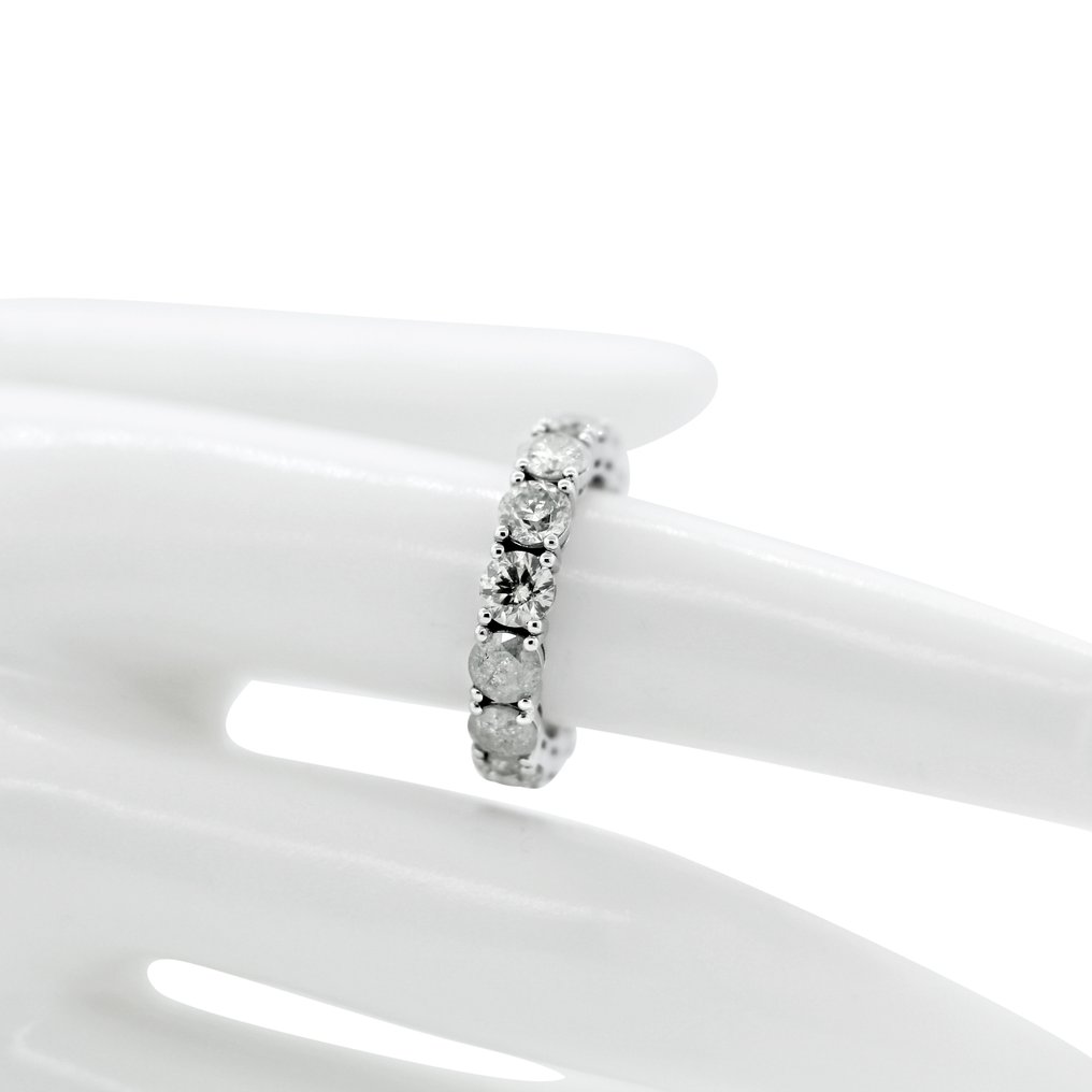 No reserve price - Ring - 14 kt. White gold -  5.71ct. tw. Diamond (Natural) - D-I color #1.0
