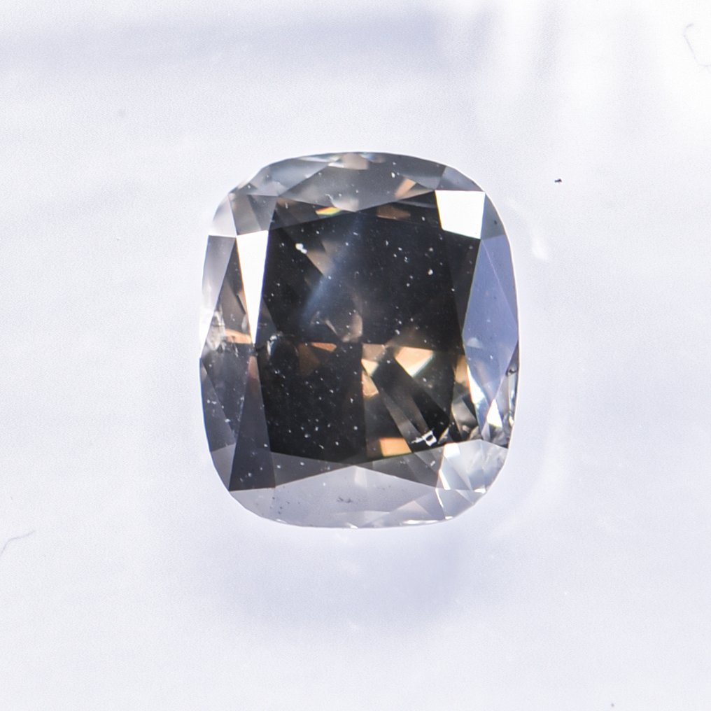 No reserve price - 1 pcs Diamond  (Natural coloured)  - 1.04 ct - Cushion - Fancy dark Greenish Grey - SI2 - International Gemological Institute (IGI) - VG #1.0