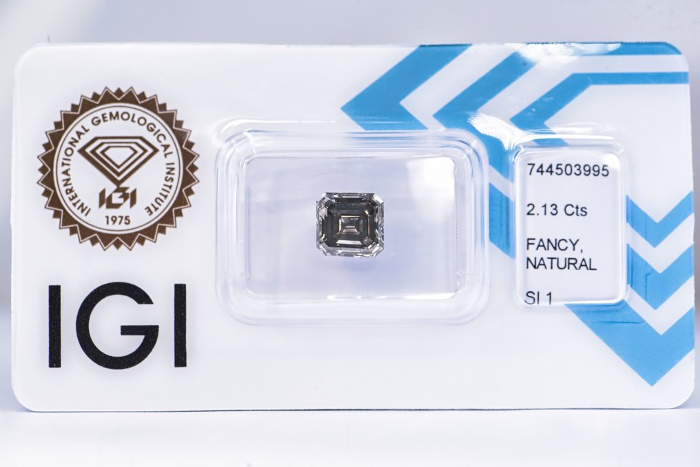 沒有保留價 - 1 pcs 鑽石 (天然彩色) - 2.13 ct - 祖母綠形 - Fancy deep 淡綠色 灰色 - SI1 - 國際寶石學院(International Gemological Institute (IGI)) - VG #1.0
