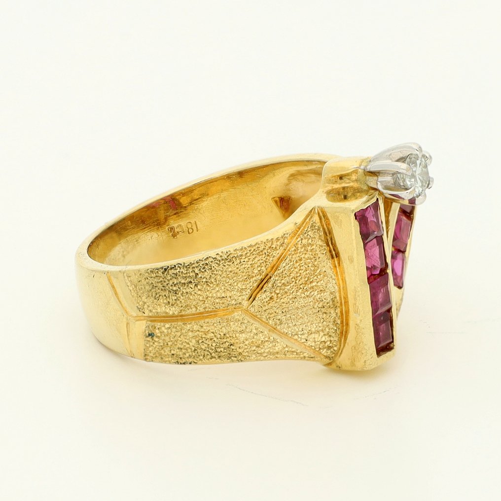 Ring - 18 kt. Yellow gold Diamond (Natural) - Ruby #4.3