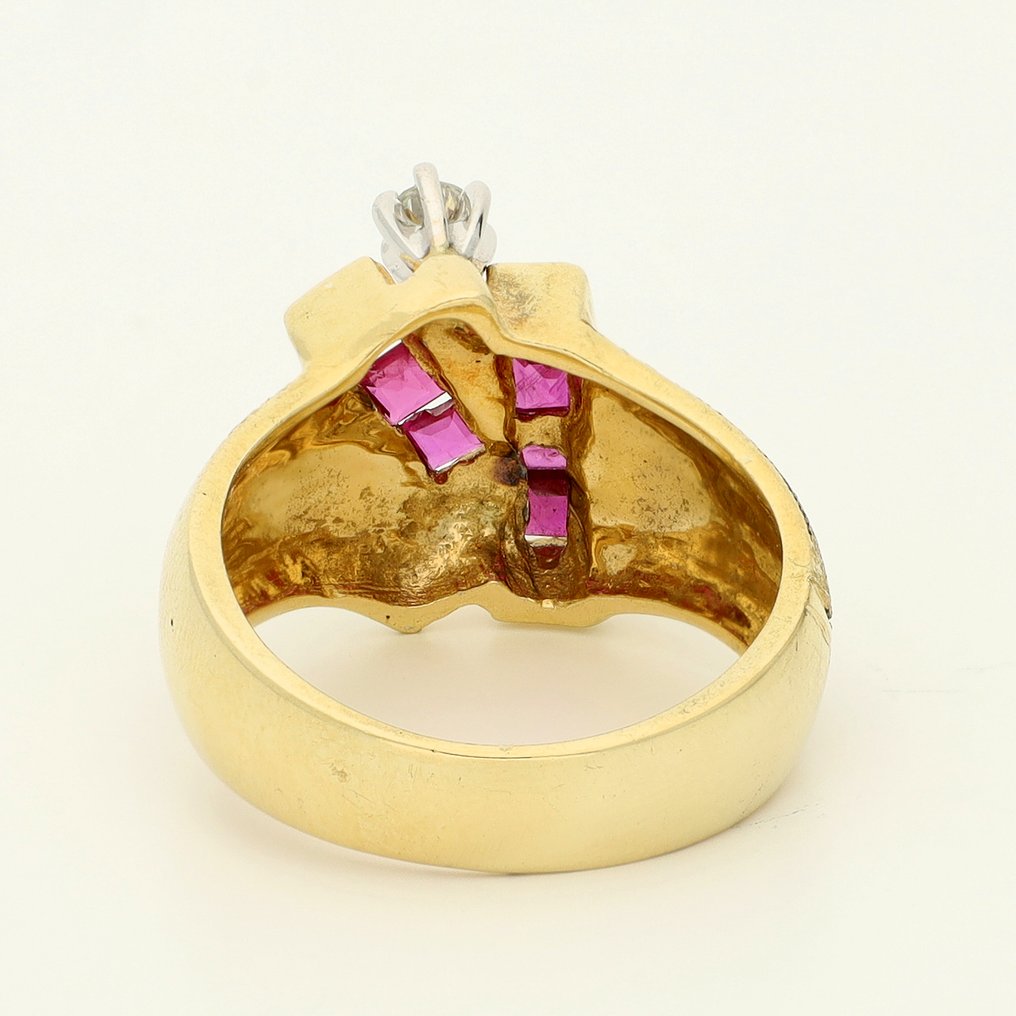 Ring - 18 kt. Yellow gold Diamond (Natural) - Ruby #3.2