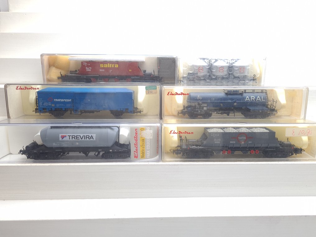 Electrotren H0 - 1470/1604/5200/5201/5410/5423 - Wagon de marchandises pour trains miniatures (6) - 6 wagons de marchandises divers - RENFE #1.0