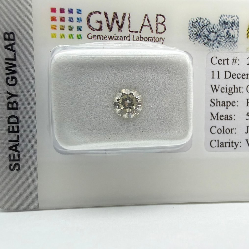 χωρίς τιμή ασφαλείας - 1 pcs Διαμάντι (Φυσικό) - 0.52 ct - Στρογγυλό - J - VS2 - Gemewizard Gemological Laboratory (GWLab) #3.2