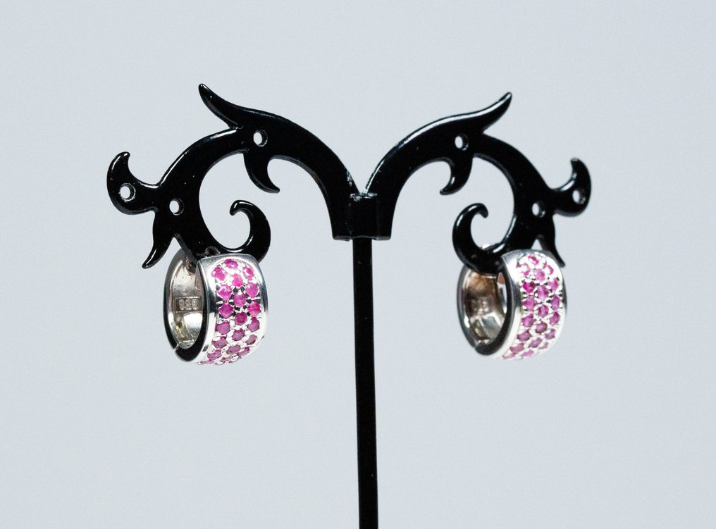 χωρίς τιμή ασφαλείας - Σκουλαρίκια 925 ασήμι - 0,80 καρατίων ρουμπίνια #1.0