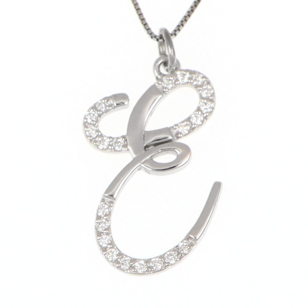 Sem preço de reserva - Colar com pingente - 18 K Ouro branco Diamante (Natural) #1.0