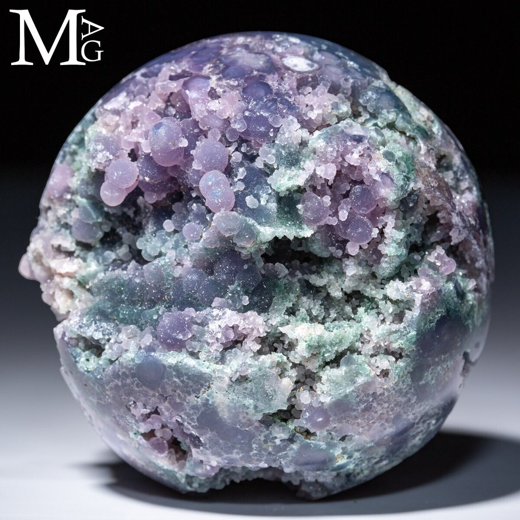 葡萄玛瑙——来自印度尼西亚的球状簇状体——紫色石英的微小球体，具有球状结构。 - 高度: 62 mm - 闊度: 62 mm- 255 g #2.1
