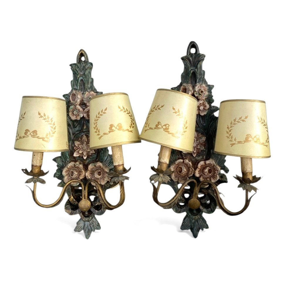 Απλίκα τοίχου (2) - Στυλ Florentino - Μέταλλο, Ρητίνη #1.0