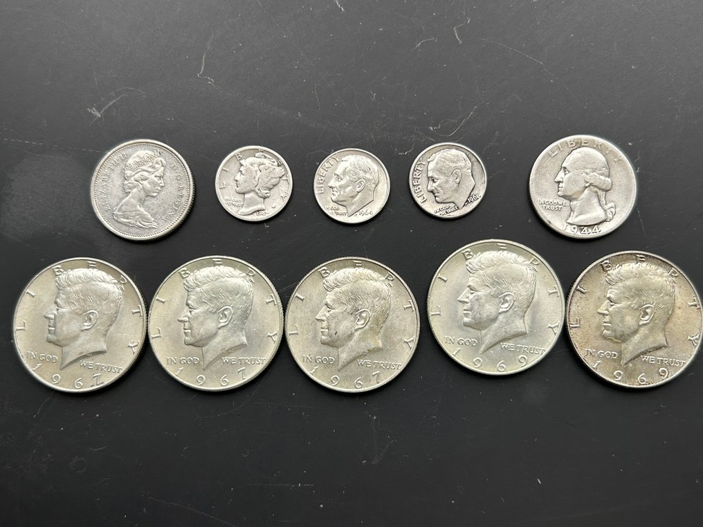 Förenta staterna, Canada. Collection of silver coins  (Ingen mindstepris) #1.0