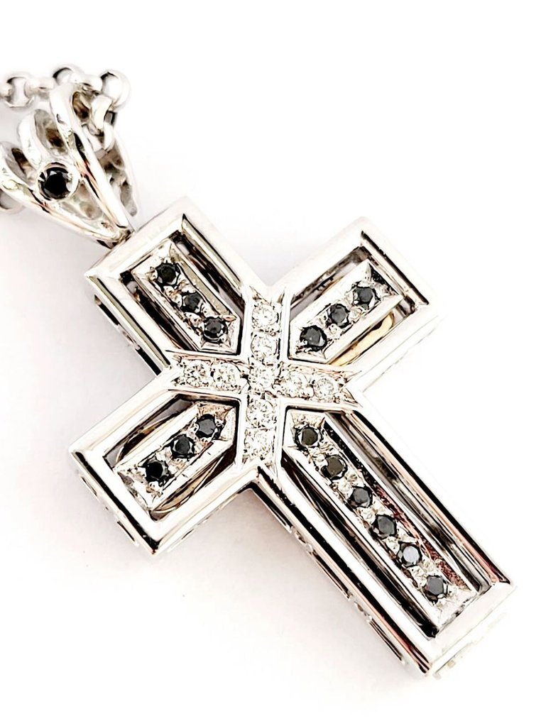 Κολιέ με μενταγιόν - 18 καράτια Λευκός χρυσός -  0.88ct. tw. Διαμάντι (Επεξεργασμένου χρώματος)  - Διαμάντι #1.0