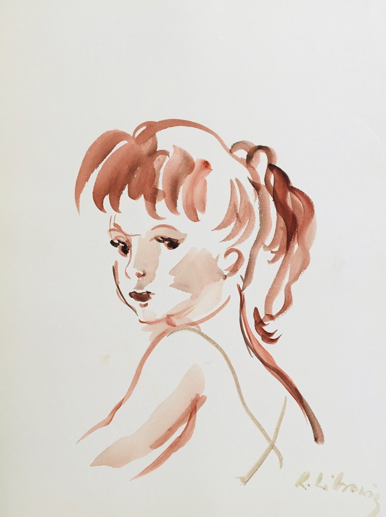 Katherine Librovicz (1912-1991) - Portrait - Encre originale signée #1.0
