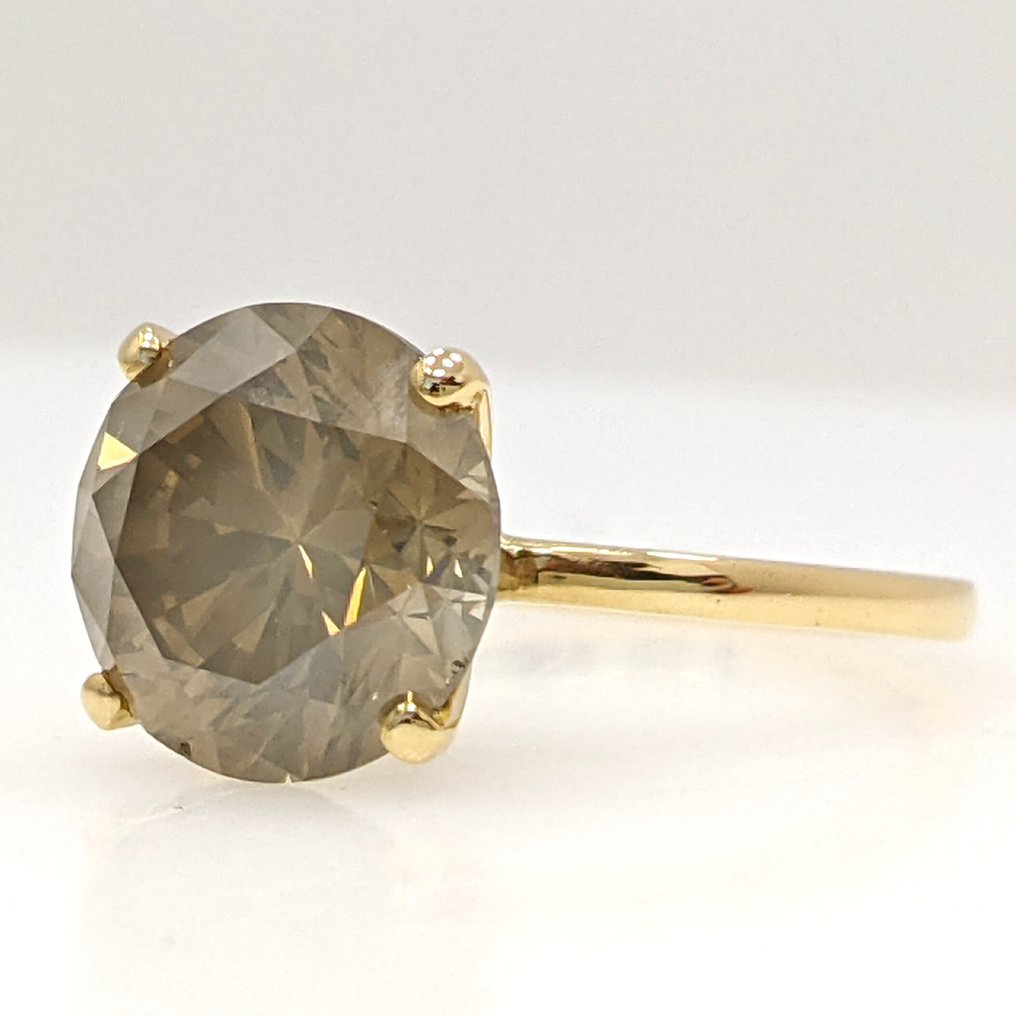 Sans prix de réserve - Bague - 18 carats Or jaune - 4.06ct. tw. Diamant (Couleur naturelle) - IGI #1.0