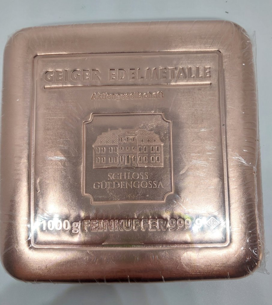 1 quilograma .999 - Copper - Geiger Edelmetalle, Germany - Selado e com certificado (Sem preço de reserva) #1.0