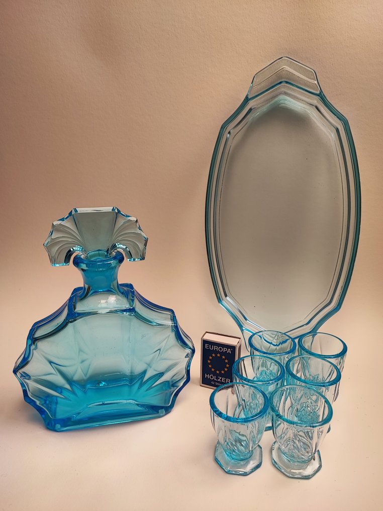 Rudolfova hut´-Josef Inwald - Serviço de licor (8) - Buntglas - Art Deco #1.0