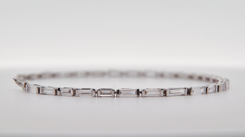 Ei pohjahintaa - Rannekoru - 14 kt. Valkokulta - 3.28ct. tw. Timantti (Laboratoriossa kasvatettu) #2.1