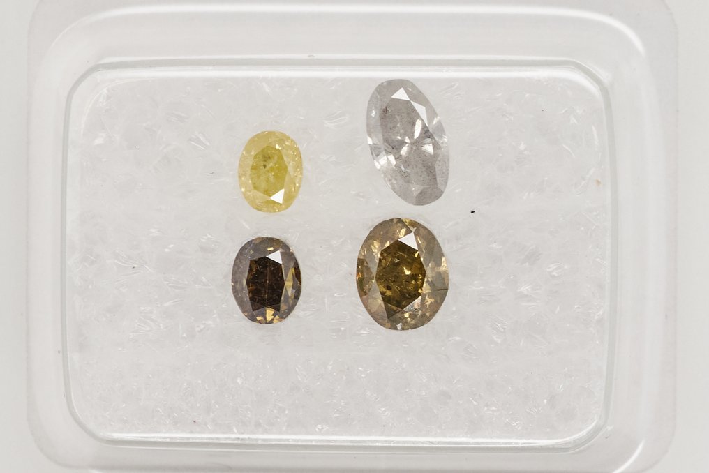 χωρίς τιμή ασφαλείας - 4 pcs Διαμάντι  (Φυσικό)  - 0.99 ct - Οβάλ - SI1, SI2, I1, I2, I3 - Gem Report Antwerp (GRA) #2.1