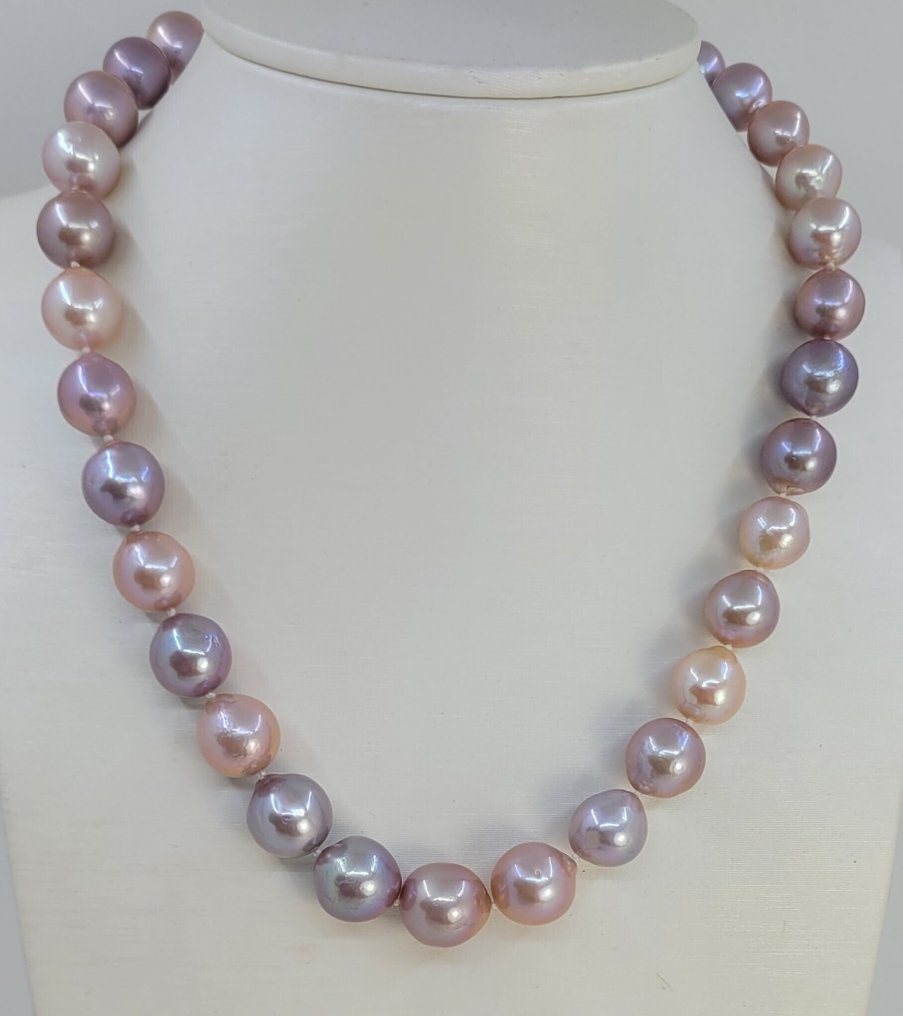 Ei pohjahintaa - Kaulakoru 10x13mm Multi Edison Pearls, Hopea #2.1