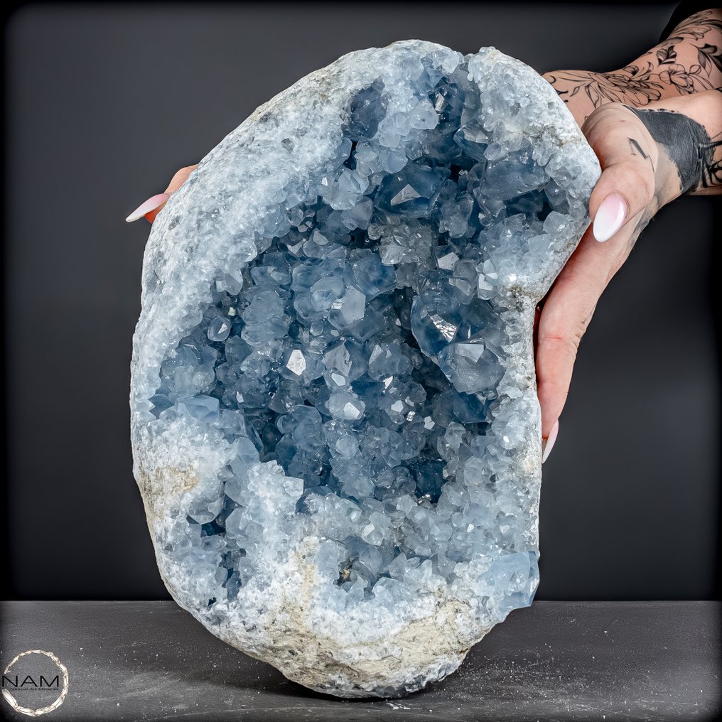 Φυσικός κρύσταλλος Celestit σε druse, Μαδαγασκάρη 7,8 κιλά Αριστούργημα της φύσης- 7837.58 g #4.3