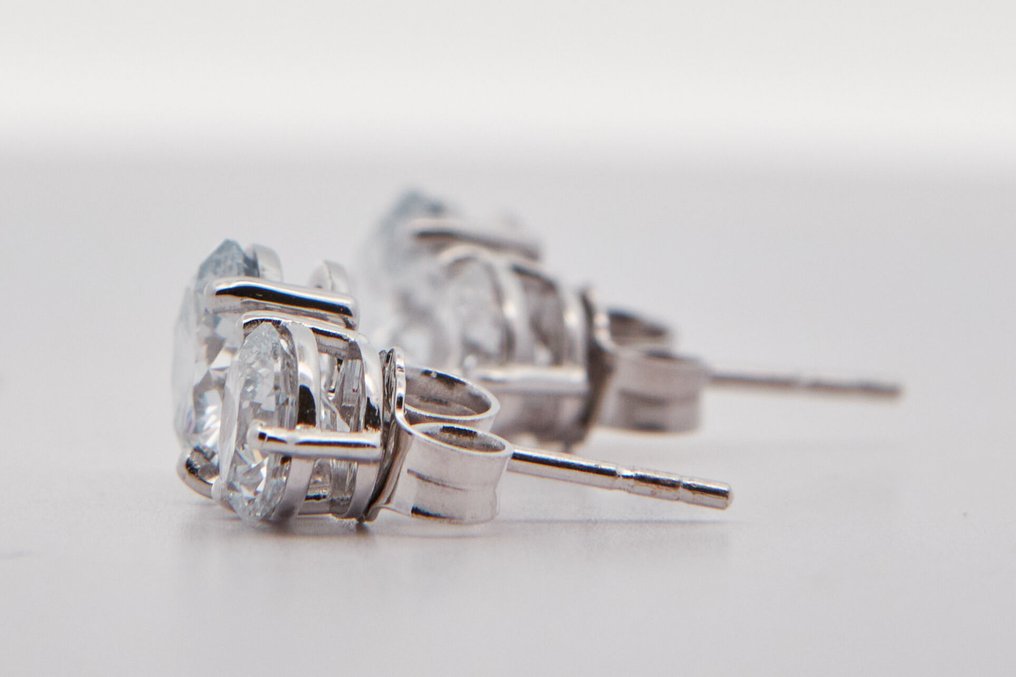 Nincs minimálár - Drop fülbevaló - 14 kt. Fehér arany - 3.07ct. tw. Gyémánt (Laboratóriumban előállított) #4.3