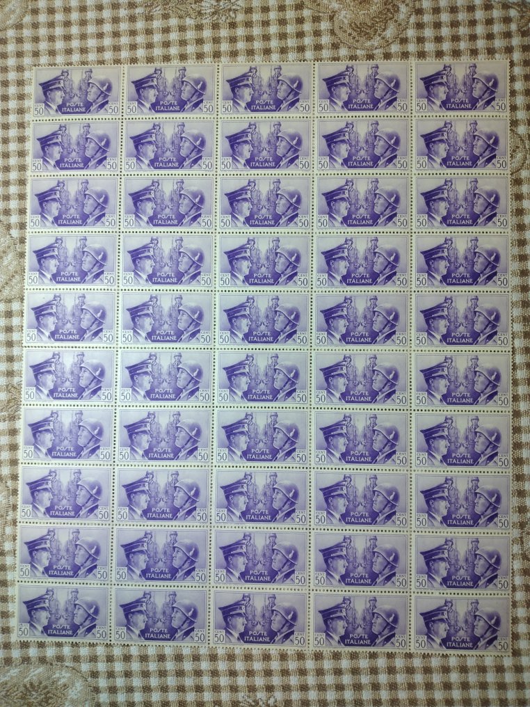 Ιταλία Βασίλειο 1941/1941 - Φρατελάντζα 50 σεντ βιολετί φύλλο 50 αντιγράφων - Sassone 455 #1.0