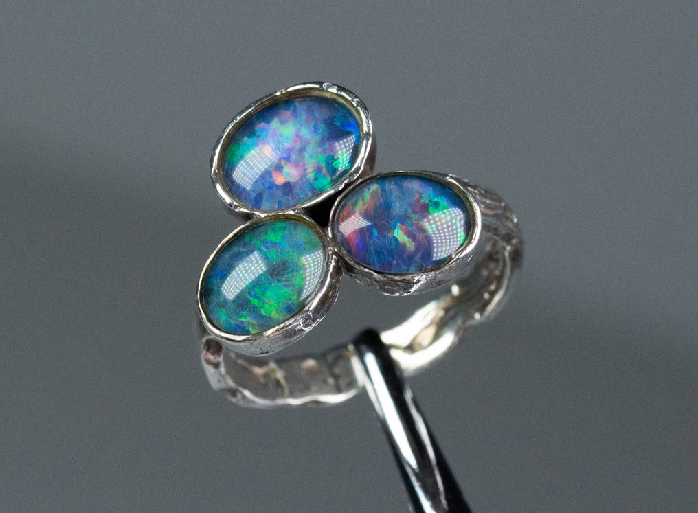 Sem preço de reserva - Anel - 800 Silber - Opale - modernist #1.0