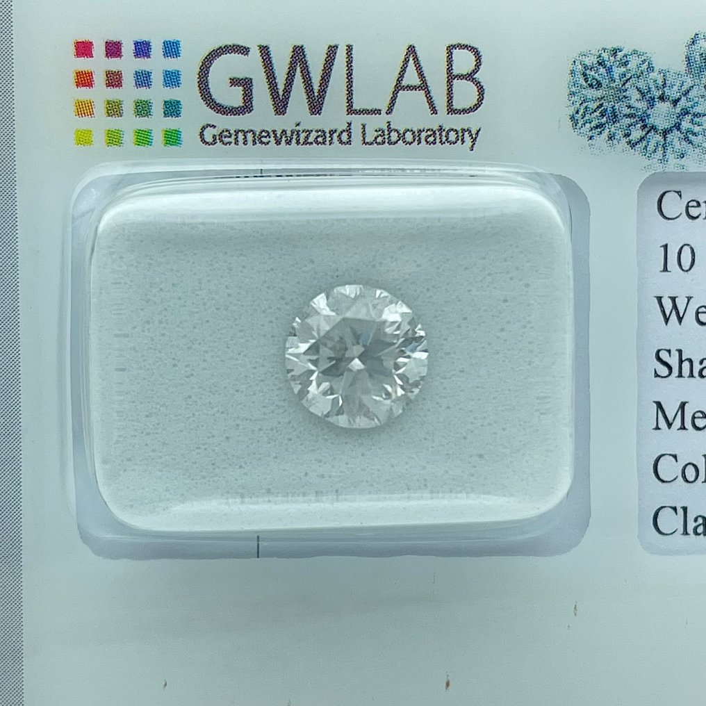 Fără preț de rezervă - 1 pcs Diamant  (Natural)  - 1.55 ct - Rotund - D (fără culoare) - I1 - GWLab (Laboratorul gemologic Gemewizard) #1.0