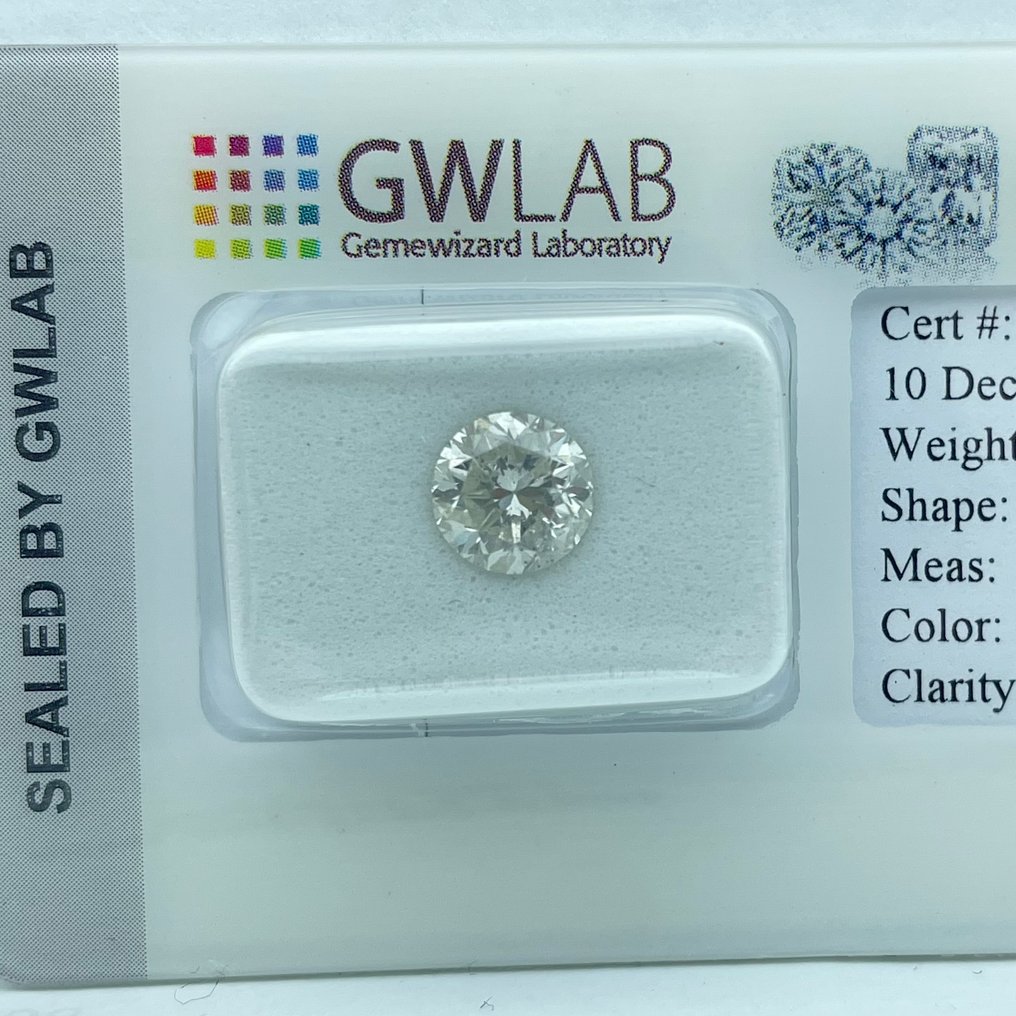 Sem preço de reserva - 1 pcs Diamante (Natural) - 1.51 ct - Redondo - D (incolor) - SI3 - Gemewizard Gemological Laboratory (GWLab) #3.2