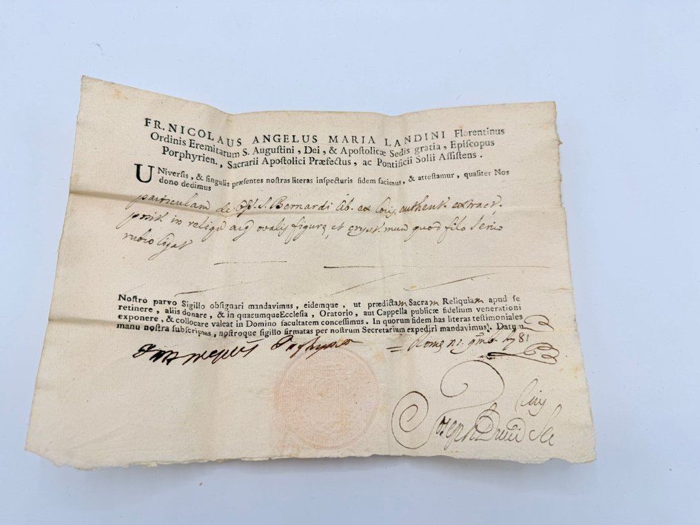 Relic document of Saint Bernardus - Paper - 1750-1800 #1.0