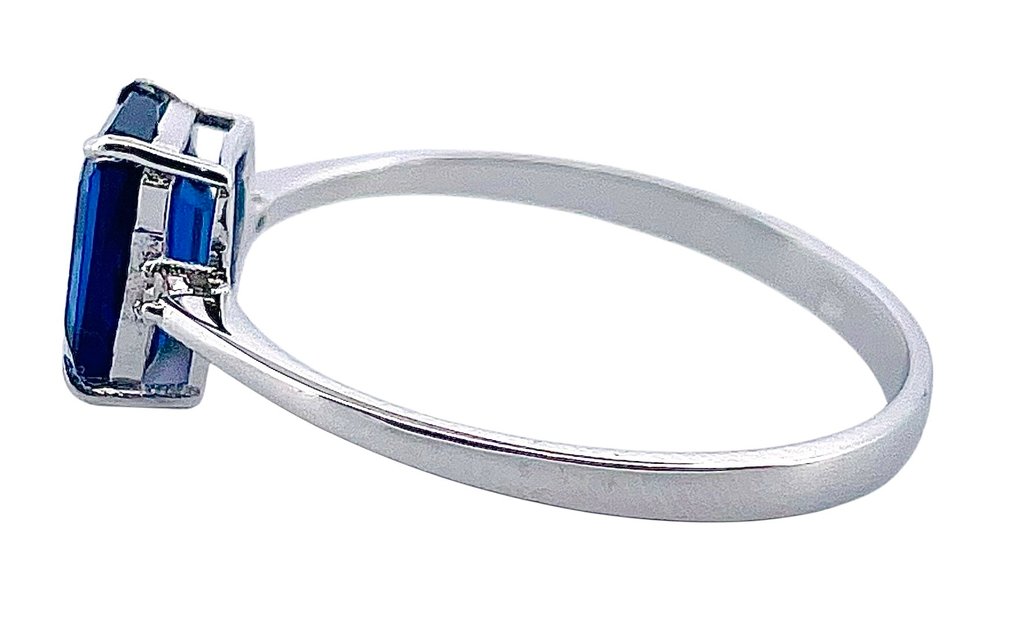 没有保留价 - 戒指 - 18K包金 白金 蓝宝石 - 钻石 #4.3