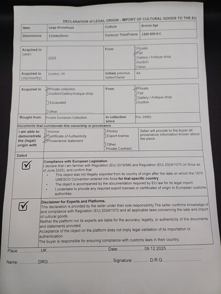 Εποχή του Χαλκού Μπρούντζος Arrowhead - 115 mm  (χωρίς τιμή ασφαλείας) #3.2