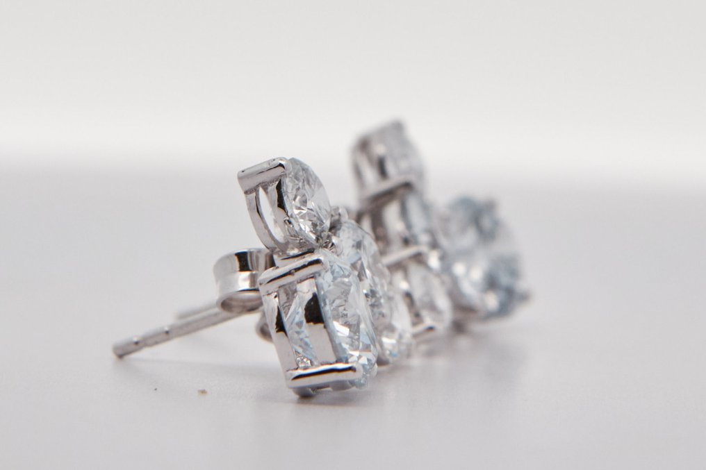 Nincs minimálár - Drop fülbevaló - 14 kt. Fehér arany - 3.74ct. tw. Gyémánt (Laboratóriumban előállított) #2.1