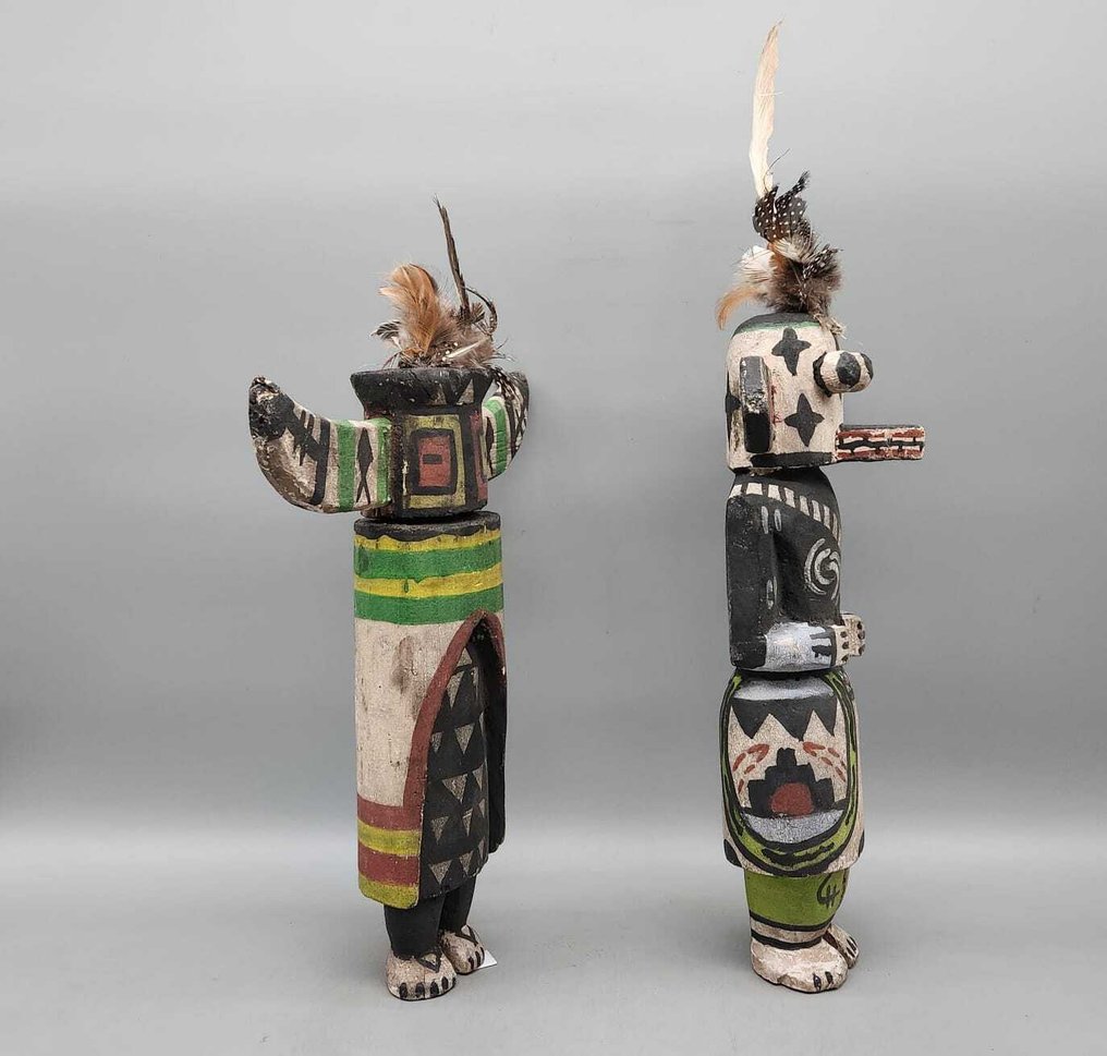 2 Poupées dans le style kachina hopi - 雕塑  (没有保留价) #4.3
