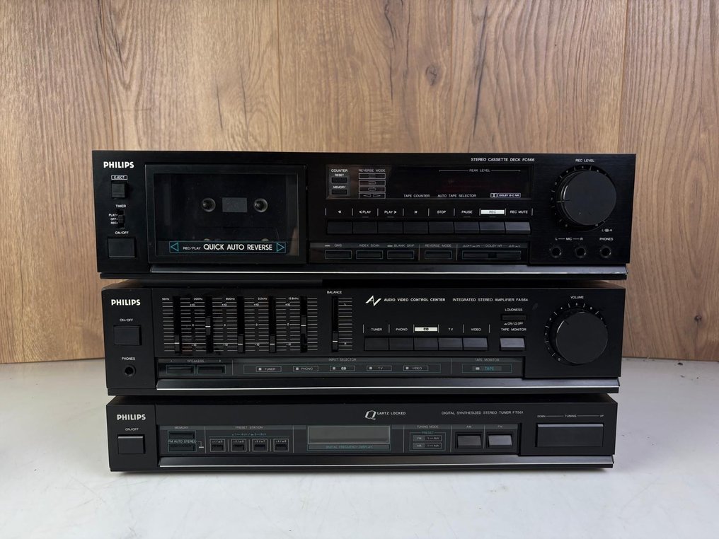 Philips - FA564 Förstärkare + FC566 Kassettbandspelare + FT561 Tuner Stereoanläggning #1.0