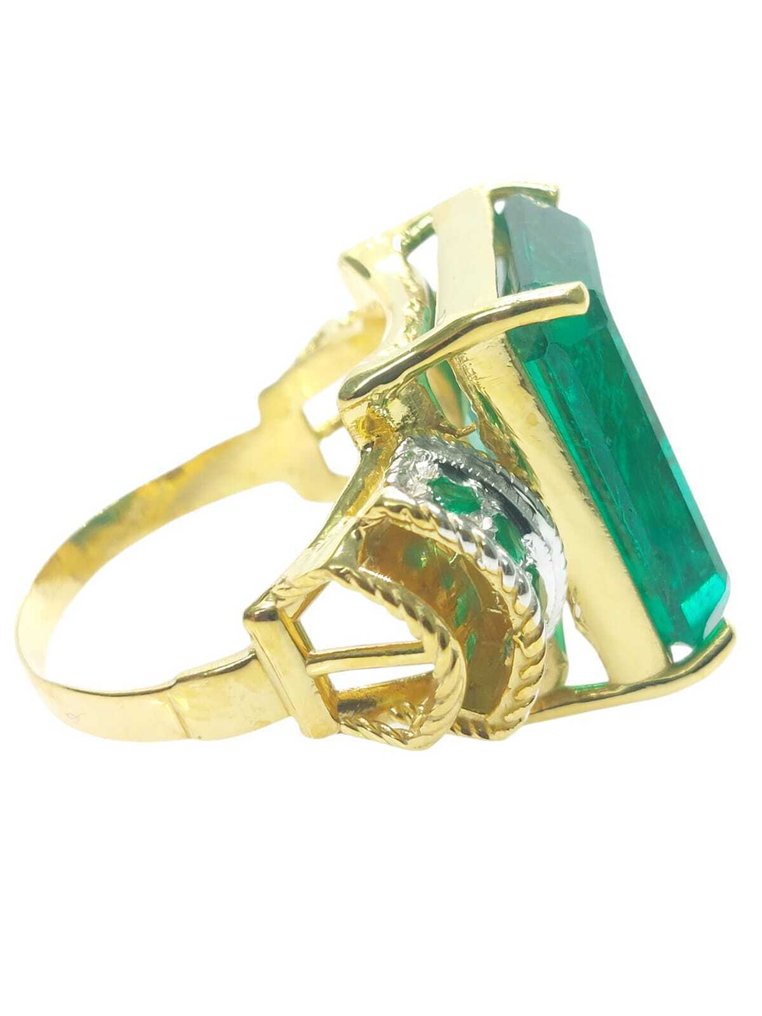Ingen reservasjonspris - Ring - 9 karat Sølv, Gull Smaragd - Smaragd #4.3