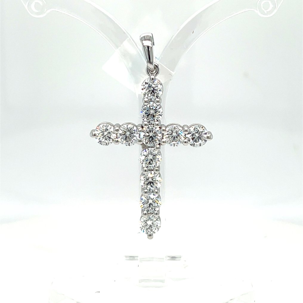 Κρεμαστό κόσμημα - 14 καράτια Λευκός χρυσός -  5.50ct. tw. Διαμάντι (Εργαστηριακής καλλιέργειας) #1.0