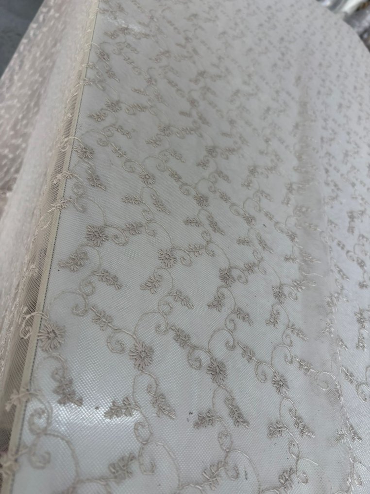Tecido para cortina de renda preciosa, tulle francês bordado e com acabamento na base, com pequeno - Tecido de cortina  - 400 cm - 300 cm #3.2