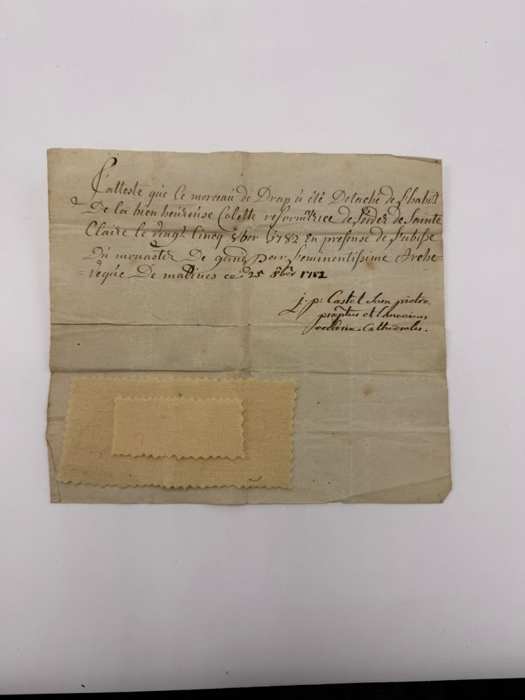 Relic of Saint Colette with document - Paper - 1750-1800 #4.3