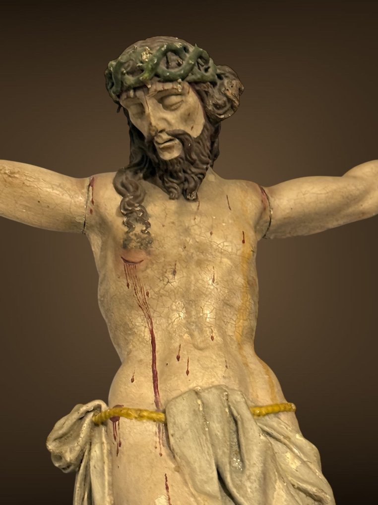 Γλυπτό, Corpus Christi / 17e eeuw - 63 cm - Πολύχρωμο ξύλο #1.0