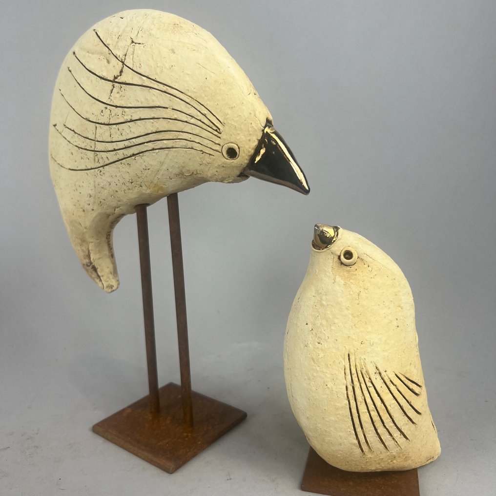 Ewa Budzowska - No reserve- 2 big  birds - (with 24carat gold) #2.1