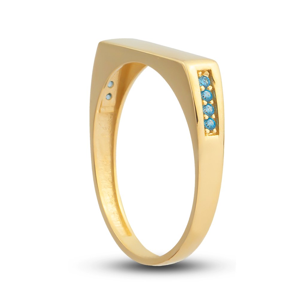 Sans prix de réserve - Bague - 14 carats Or jaune - 0.08ct. tw. Aigue-marine #3.2