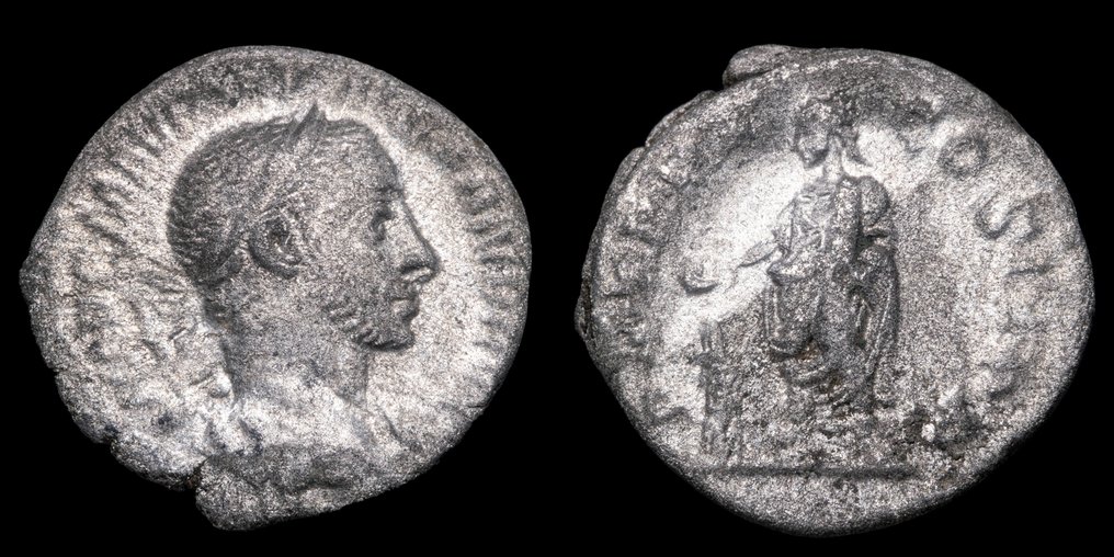 Romarriket. Severus Alexander (AD 222-235). Denarius Rome - Emperor sacrificing with patera over lighted tripod-altar (Ingen mindstepris) #1.0