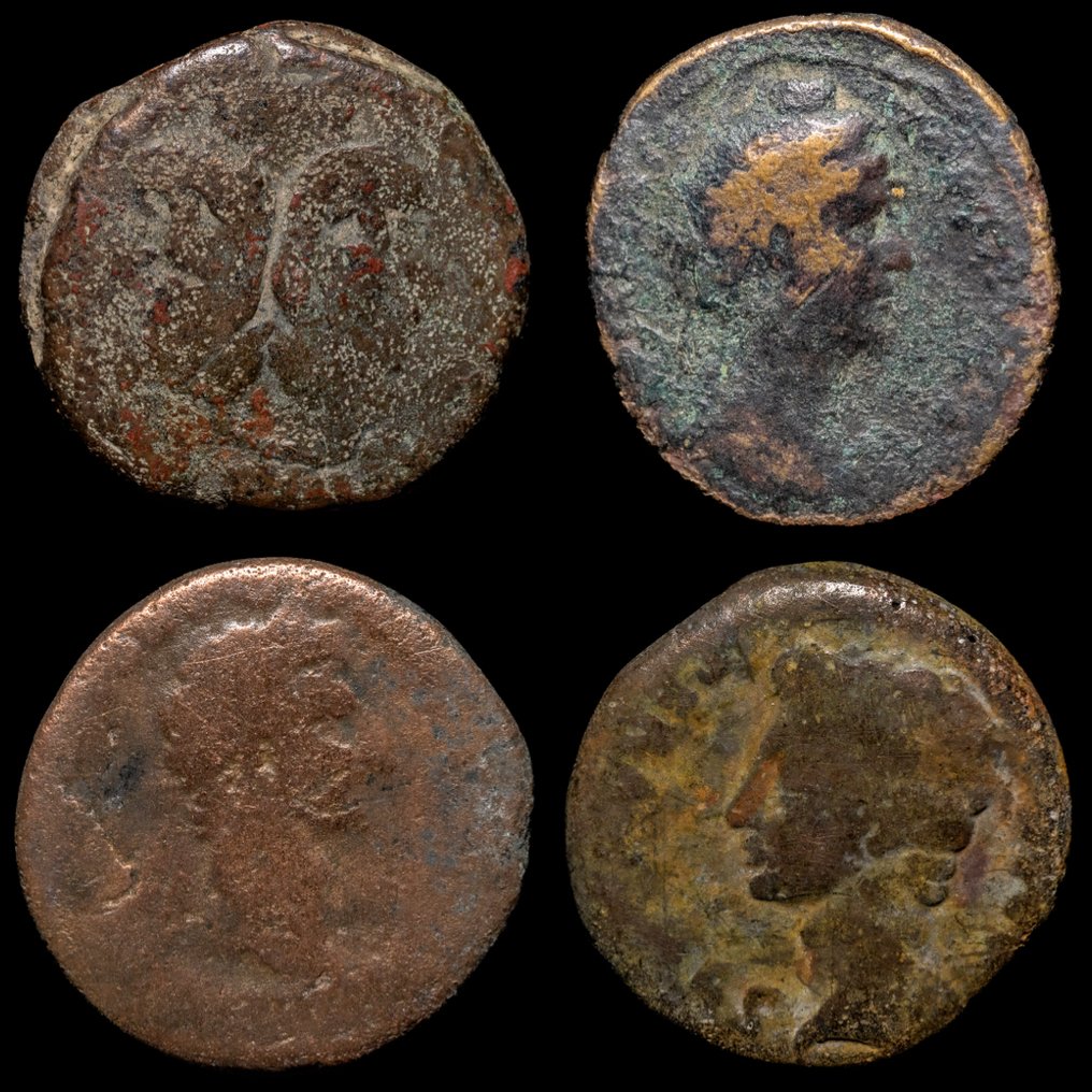 Romarriket Lote de 4 monedas Sestercios y Ases siglo III a.C. - II d.C. (Ingen mindstepris) #1.0