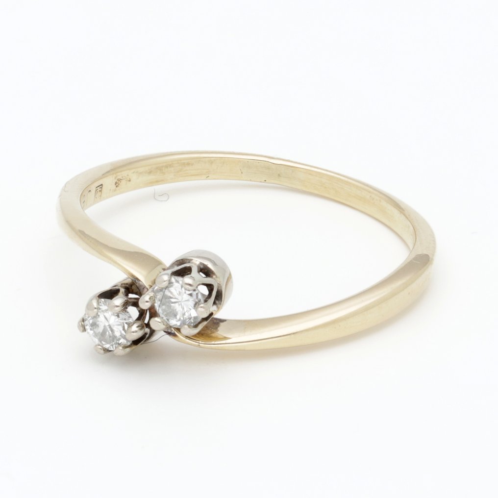 Δαχτυλίδι - 14 καράτια Κίτρινο χρυσό Διαμάντι (Φυσικό)  - Εσύ κι εγώ #1.0