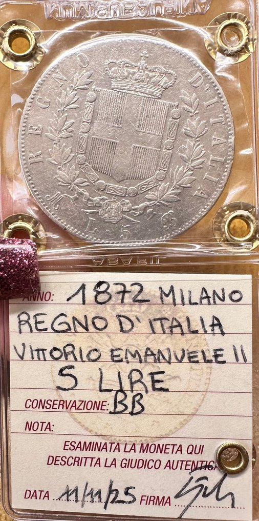 Olaszország, Királyság Vittorio Emanuele II. 5 Lire 1872 - Milano  (Nincs minimálár) #2.1