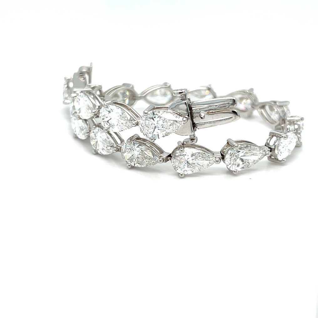 手镯 - 14K包金 白金 -  19.13ct. tw. 钻石 (实验室培育) #1.0