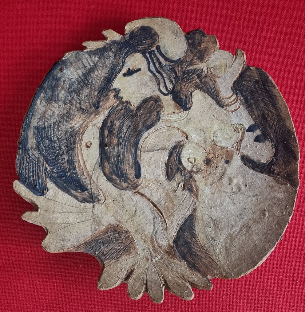 Rene Tosari (1948) - Πιατέλα - Μεγάλη διακοσμητική πιατέλα - Terracotta - Οργανικό και καλλιτεχνικό #3.2