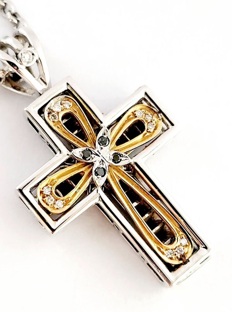 Κολιέ με μενταγιόν - 18 καράτια Λευκός χρυσός -  0.88ct. tw. Διαμάντι (Επεξεργασμένου χρώματος)  - Διαμάντι #3.2