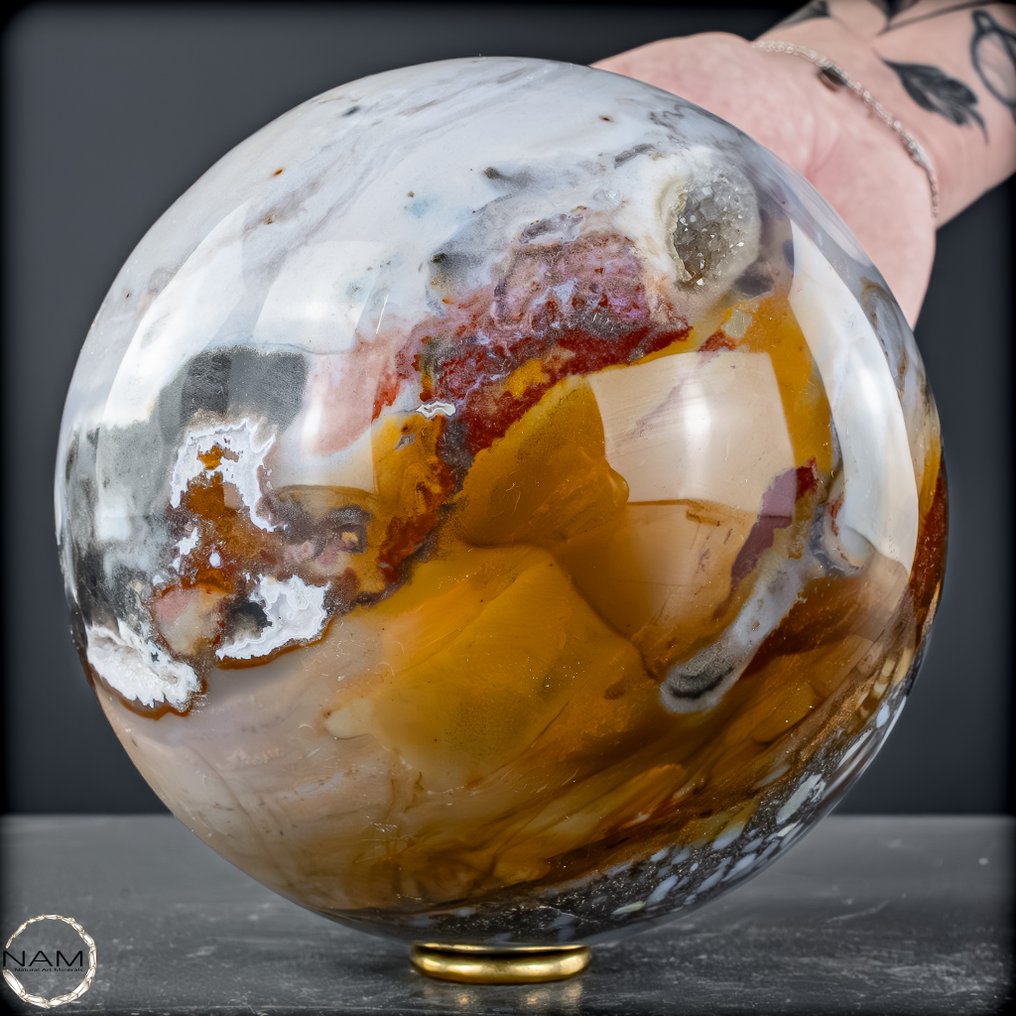 Ekskluzywna kula z opalu, karneolu i agatu z Indonezji – Naturalna elegancja w doskonałej formie- 3011.77 g #3.2