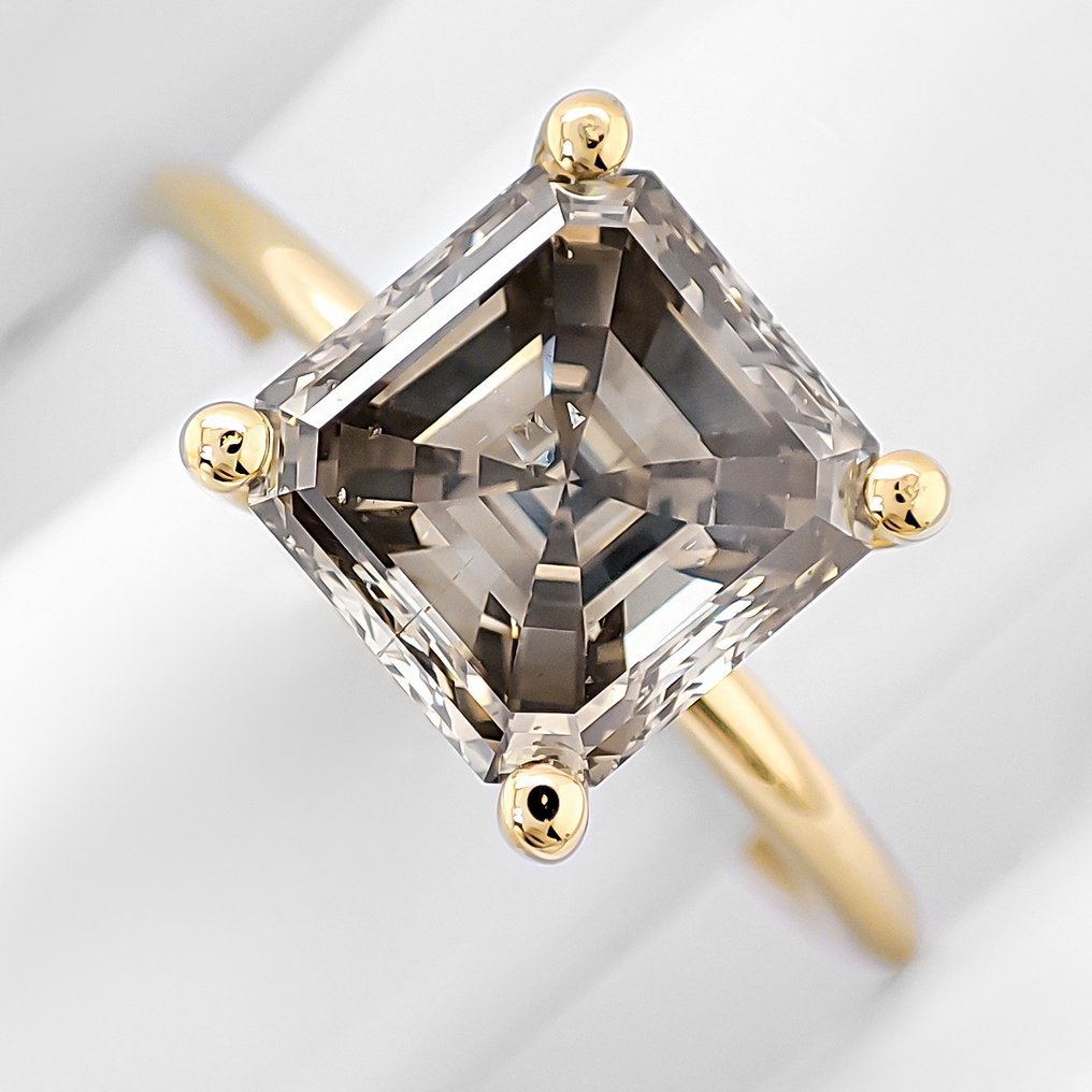 χωρίς τιμή ασφαλείας - Δαχτυλίδι - 14 καράτια Κίτρινο χρυσό - 3.15ct. tw. Διαμάντι (Φυσικού χρώματος) - Πιστοποιητικό IGI #2.1